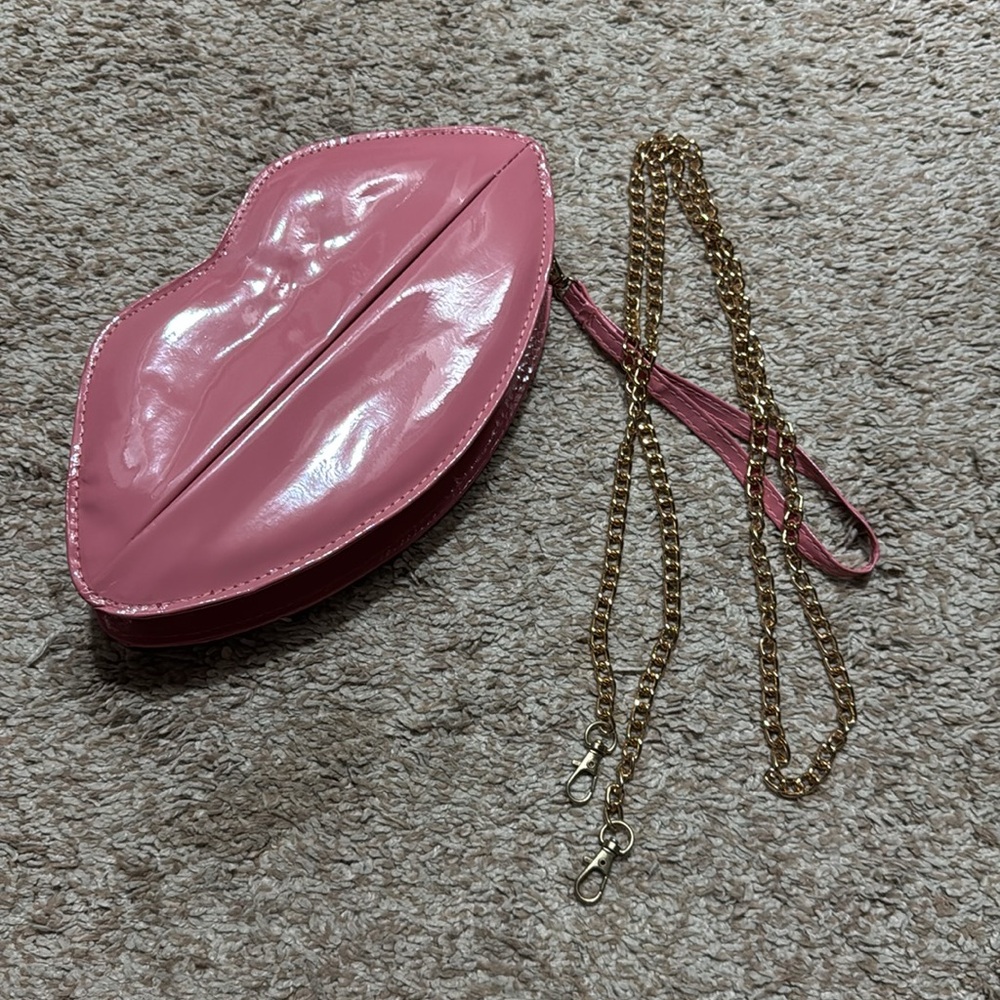Pink Lip-Shaped Clutch